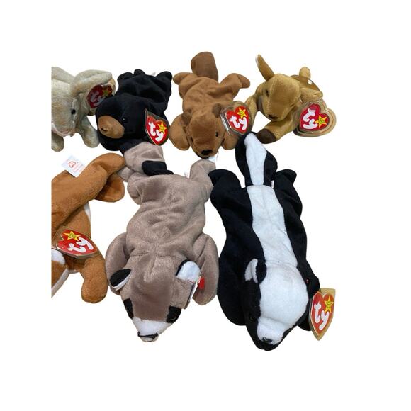 Lot Of 9 Beanie Babies Forest Themed Deer Moose Fox Skunk Bear Raccoon Beaver - Picture 5 of 6